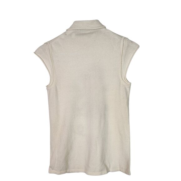 IISLI Sweater Womens Medium Winter White Dragon Sequin Sleeveless Cashmere Top - Picture 2 of 12